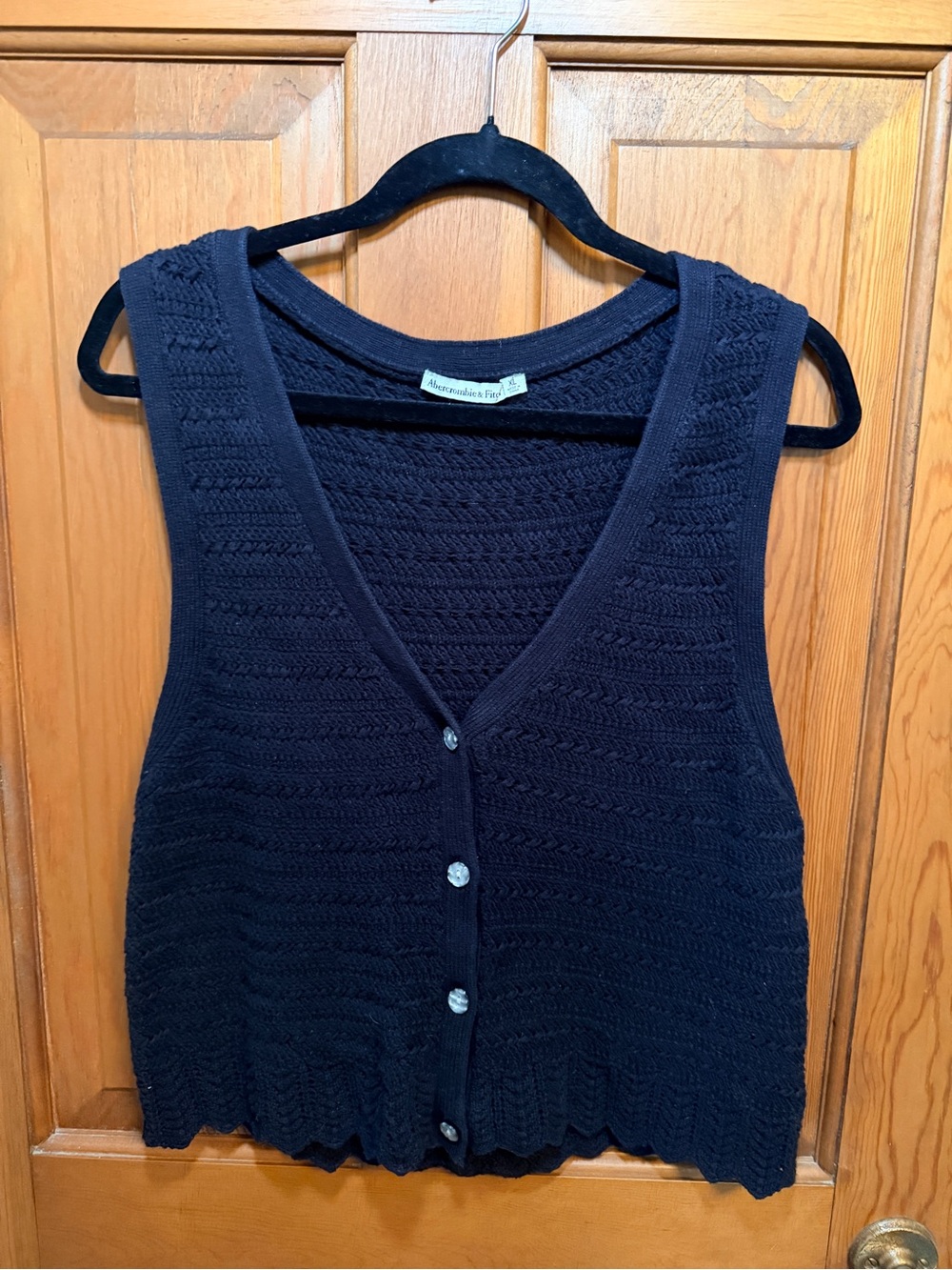 Abercrombie & Fitch Black Knit Button Front Sweater Vest